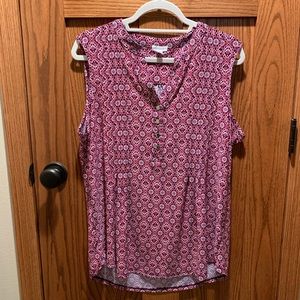 Westport V-neck Pink & Dark Blue Tank Blouse